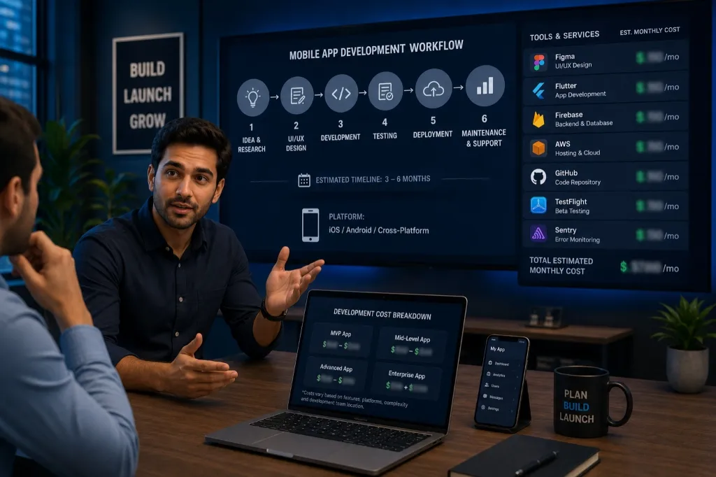 Mobile App Development Cost and Pricing Dashboard Graphic