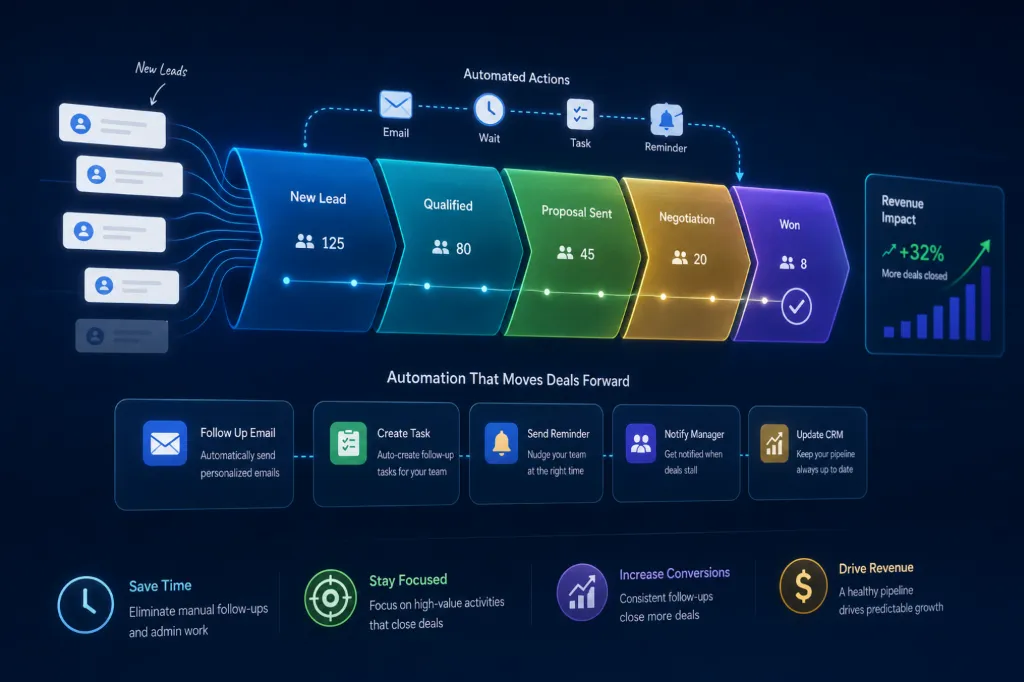 Sales Pipeline Automation Workflow Dashboard Graphic
