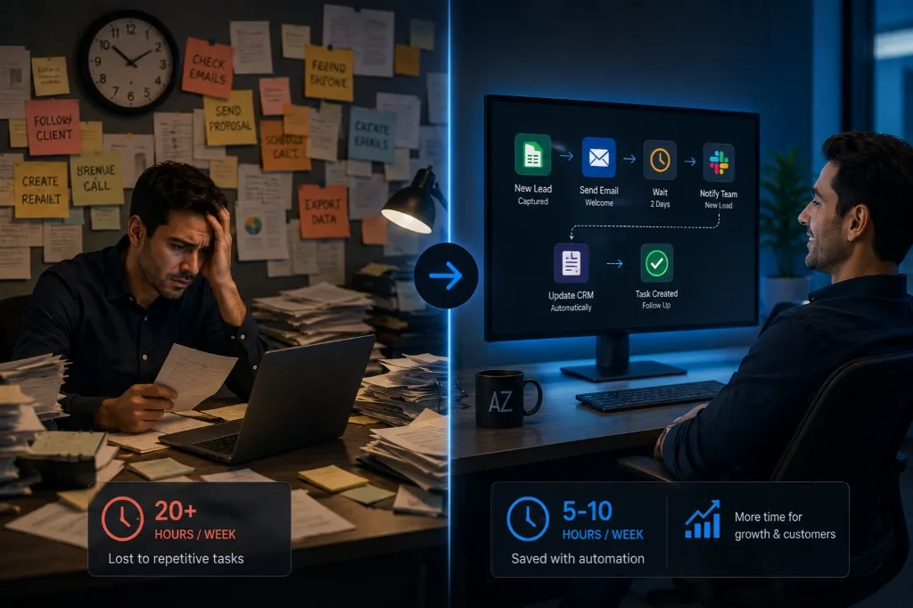 Time Saved with Business Automation Comparison Graphic